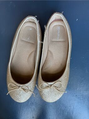 Sonoma Glitter Bow Ballet Flats in Gold